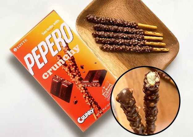 Pepero Crunchy 39g - Hrskavi štapići preliveni tamnom čokoladom i žitaricama 39g