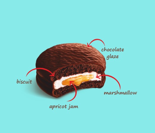 CHOCO PIE VIENNA CAKE (12*30G) 360G -Mekani biskvit punjen džemom od kajsije i preliven kakao glazurom 360g