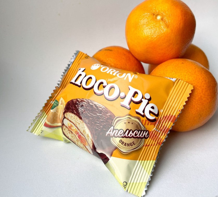 CHOCO PIE ORANGE 30G -Mekani biskvit s kremastim punjenjem od narandže preliven kakao glazurom 30g