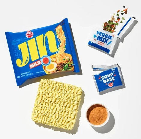 오뚜기 진라면 순한맛 120g - 한국 전통 방식의 부드러운 매운맛 수프가 있는 인스턴트 누들 120g