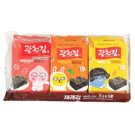 Kakao friends Kwangcheon Dosirak Seasoned Seaweed (5G X 3EA)