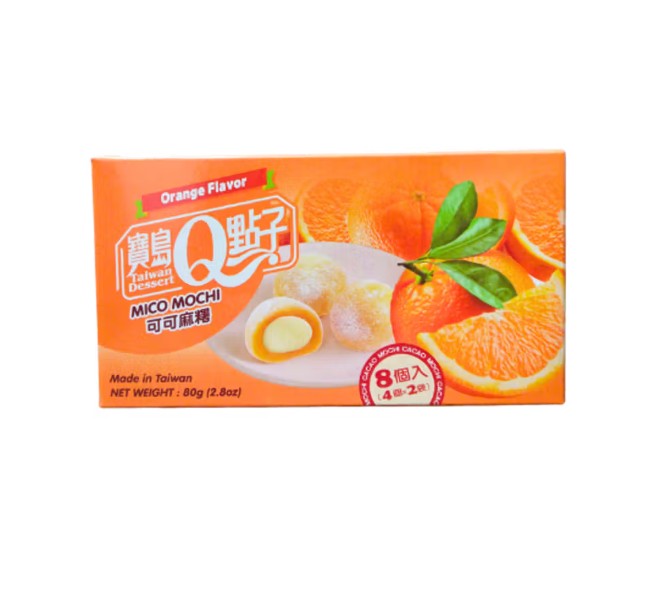 TW Q Mico Mochi Orange Flavor 80g - Pirinčani kolači s kremastim punjenjem od pomorandže 80g