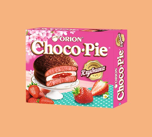 CHOCO PIE STRAWBERRY (12*30G) 360G -Mekani biskvit s kremastim punjenjem od jagode preliven kakao glazurom 360g
