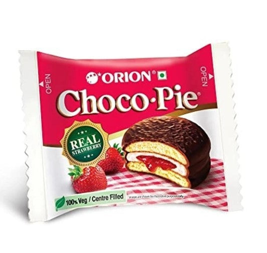 CHOCO PIE STRAWBERRY 30G -Mekani biskvit s kremastim punjenjem od jagode preliven kakao glazurom 30g