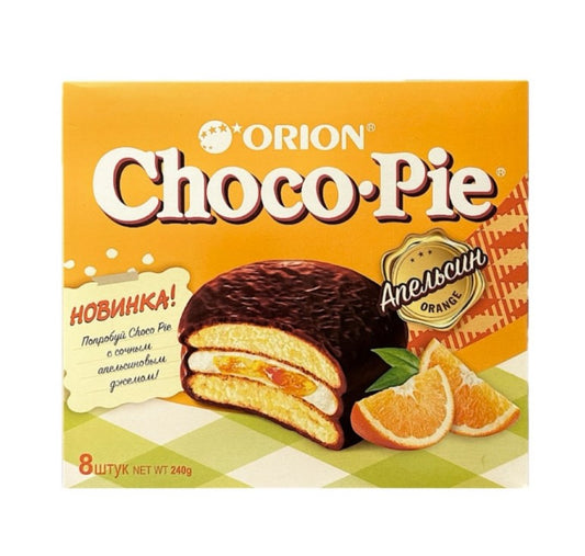 CHOCO PIE CHOCOCHIP & ORANGE JAM (12*30G) 360G -Mekani biskvit s kremastim punjenjem od narandže preliven kakao glazurom 360g