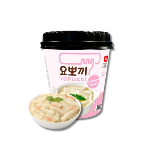 Yopokki Ricecake Cup Carbonara 120g - Instant valjkaste pirinčane njoke sa kremom s ukusom karbonara sosa 120g