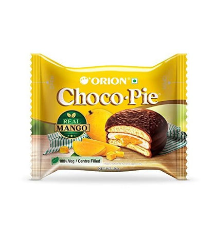 초코파이 망고 30g - 코코아 유약으로 덮인 망고 크림 필링이 있는 부드러운 비스킷 30g