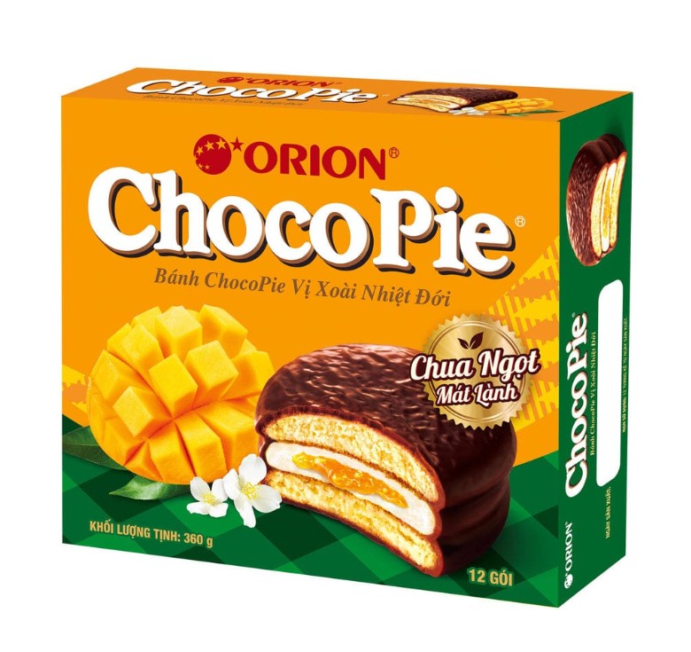 CHOCO PIE MANGO (12*30G) 360G -Mekani biskvit s kremastim punjenjem od manga preliven kakao glazurom 360g
