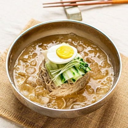 Korean Buckwheat cold noodle Mul Naengmyeon  soup based with sauce 624g for 4 servings