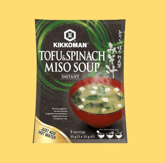 Kikkoman Instant Miso Soup with Tofu and Spinach 30g (3*10g) for 3 servings - Instant supa Miso Spanać 30g