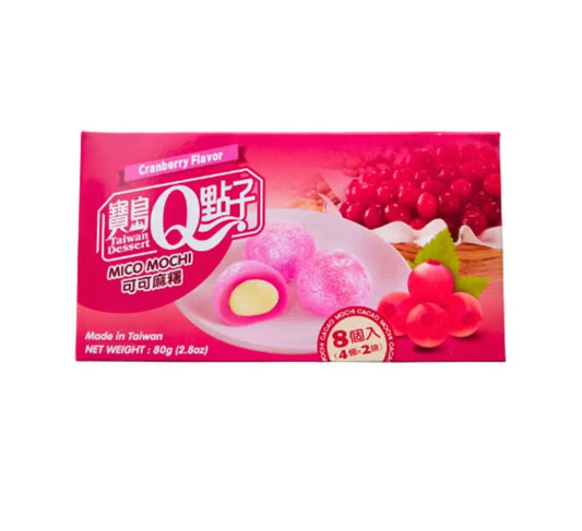 TW Q Mico Mochi Cranberry Flavor 80g - Pirinčani kolači s kremastim punjenjem od brusnice 80g