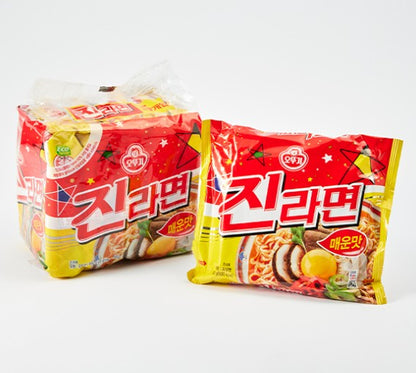 오뚜기 진라면 매운맛 120g - 전통 한식 방식으로 만든 매운 수프가 있는 인스턴트 라면 120g