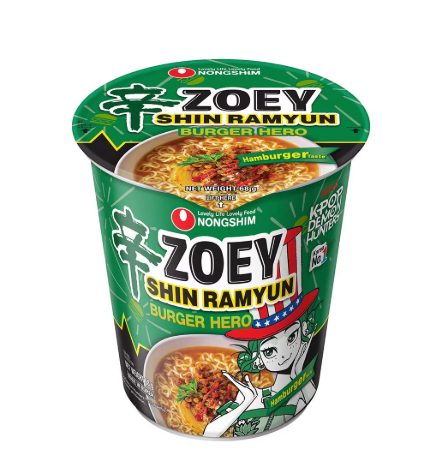 Shin Cup Ramyun K-POP DEMON HUNTERS Fl Hamburger 68g - Instant rezanci s ukusom hamburgera u čaši 68g